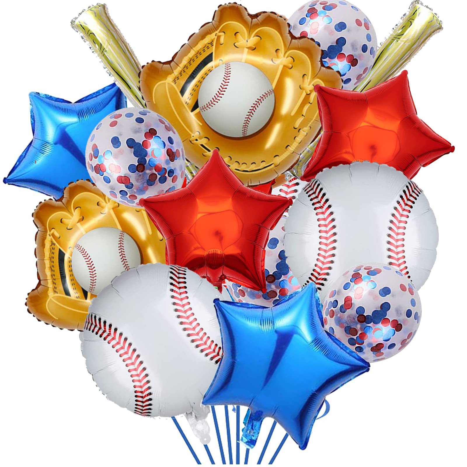 14PCS Baseball Foil Balloons With Latex BalloonsBirthday Party Foil Balloons Set Decorations Glove Round Baseball Theme Mylar Confetti Balloon Supplies Baby Shower Party Decoration