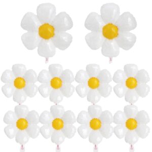 10 pieces daisy mylar balloons white daisy foil balloons decorations for daisy party, birthday, baby shower, wedding decorations supplies