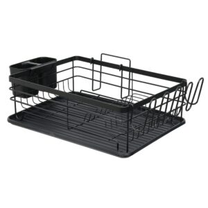 zoes homeware dish drying rack | premium stainless steel dish rack for counter | large capacity, rust-resistant kitchen organizer with utensil holder, drainboard,cup holder,cutting board holder