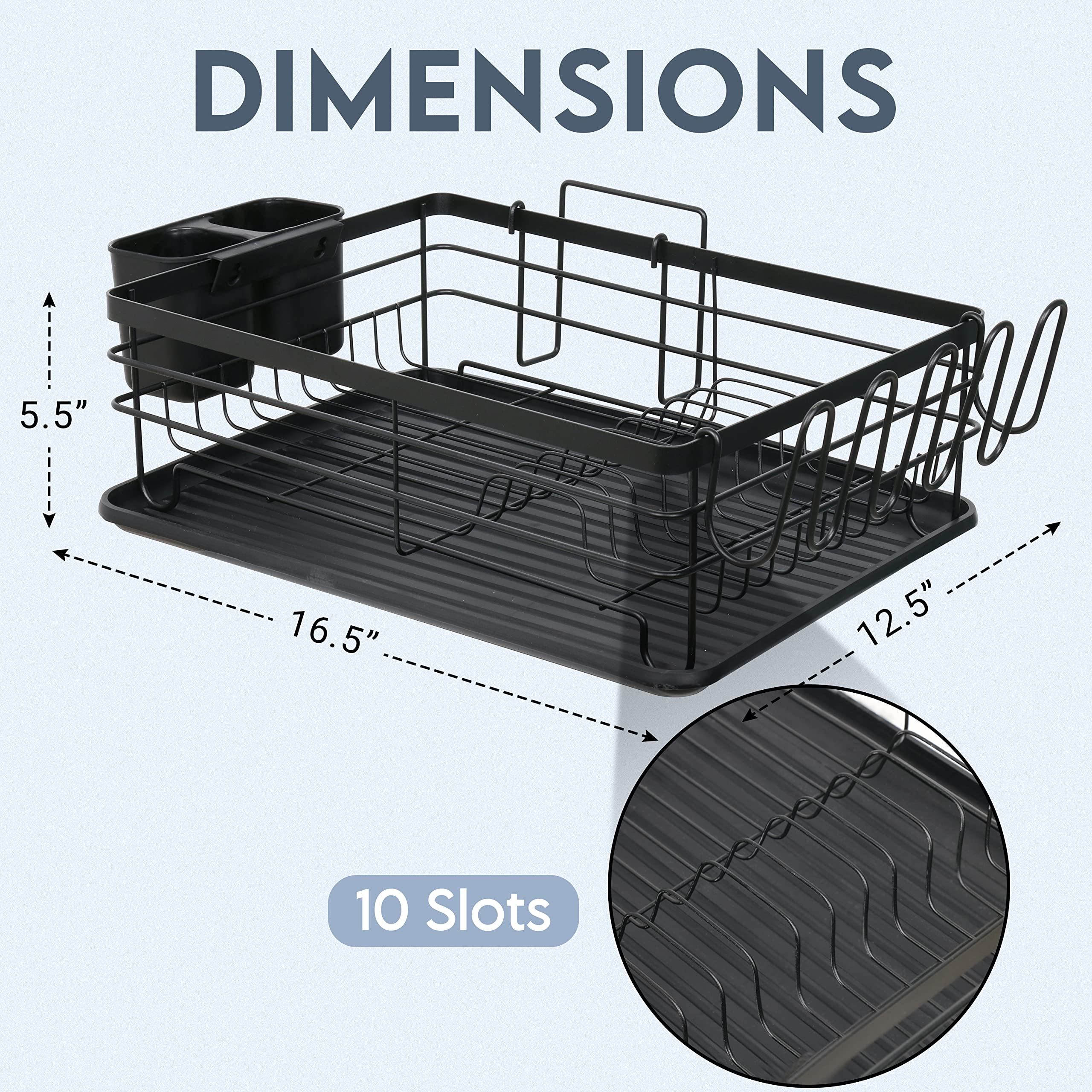 ZOES HOMEWARE Dish Drying Rack | Premium Stainless Steel Dish Rack for Counter | Large Capacity, Rust-Resistant Kitchen Organizer with Utensil Holder, Drainboard,Cup Holder,Cutting Board Holder