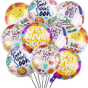 10 Pieces Get Well Soon Balloons Sun Foil Balloons to Express Your Sympathy and Bring a Smile to the Face of a Sick Friend