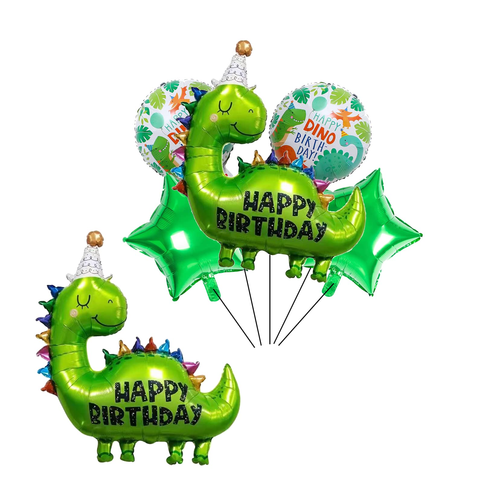 6PCS Dinosaur Foil Balloons for Birthday Party Foil Dinosaur Balloon Set for Wild One Baby Shower Jungle Safari Animal World Themed Party Supplies Decor