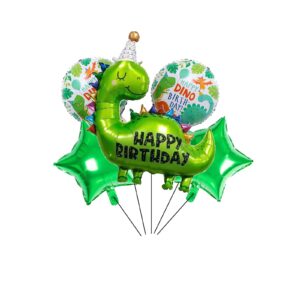 6PCS Dinosaur Foil Balloons for Birthday Party Foil Dinosaur Balloon Set for Wild One Baby Shower Jungle Safari Animal World Themed Party Supplies Decor