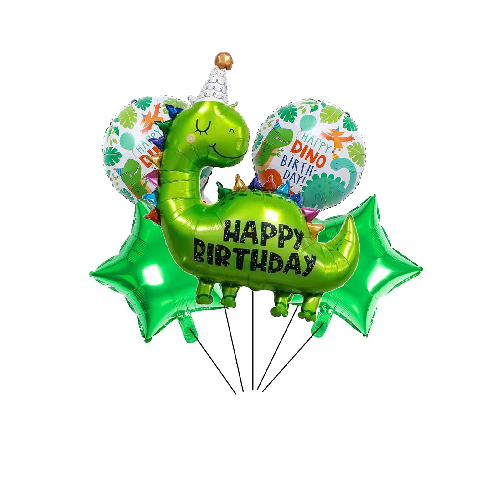 6PCS Dinosaur Foil Balloons for Birthday Party Foil Dinosaur Balloon Set for Wild One Baby Shower Jungle Safari Animal World Themed Party Supplies Decor