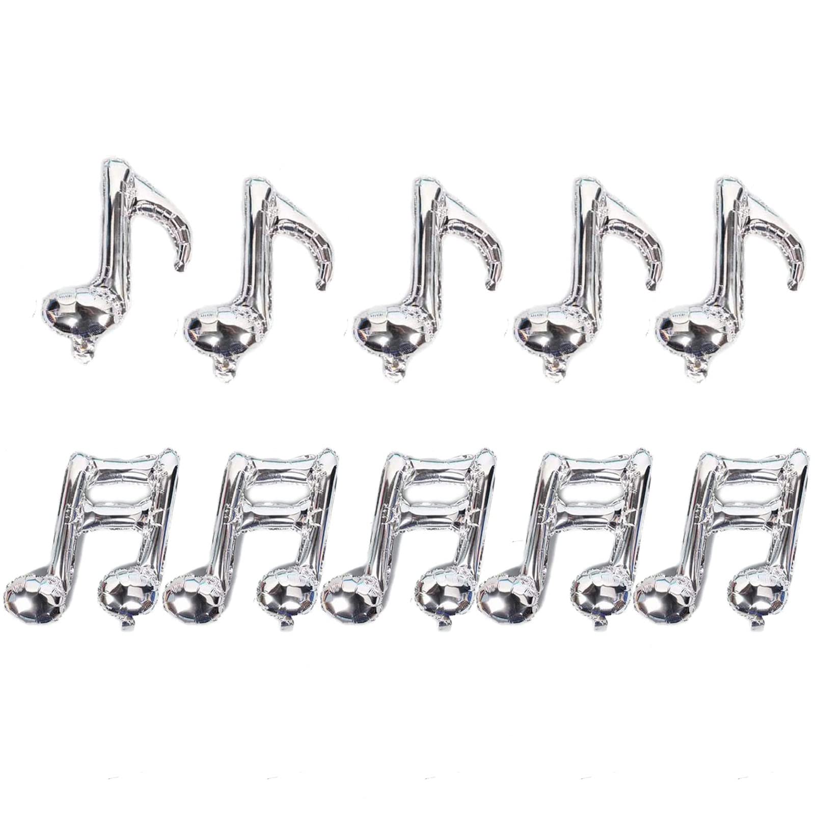 10 PCS Musical Note Aluminum Foil Balloons Guitar Silver Happy Birthday Music Balloons Banner Music Party Decorations for Music Themed Party, Birthday, Home Outdoor Party, Celebrations