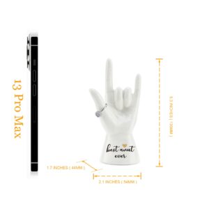 JOYIMARR Best Aunt Ever Gifts I love You Hand Sculpture Ring Holder Gifts For Aunt, Aunt Birthday Gifts From Niece, Jewelry Holder Stand Aunt Gifts From Nephew