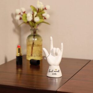 JOYIMARR Best Aunt Ever Gifts I love You Hand Sculpture Ring Holder Gifts For Aunt, Aunt Birthday Gifts From Niece, Jewelry Holder Stand Aunt Gifts From Nephew