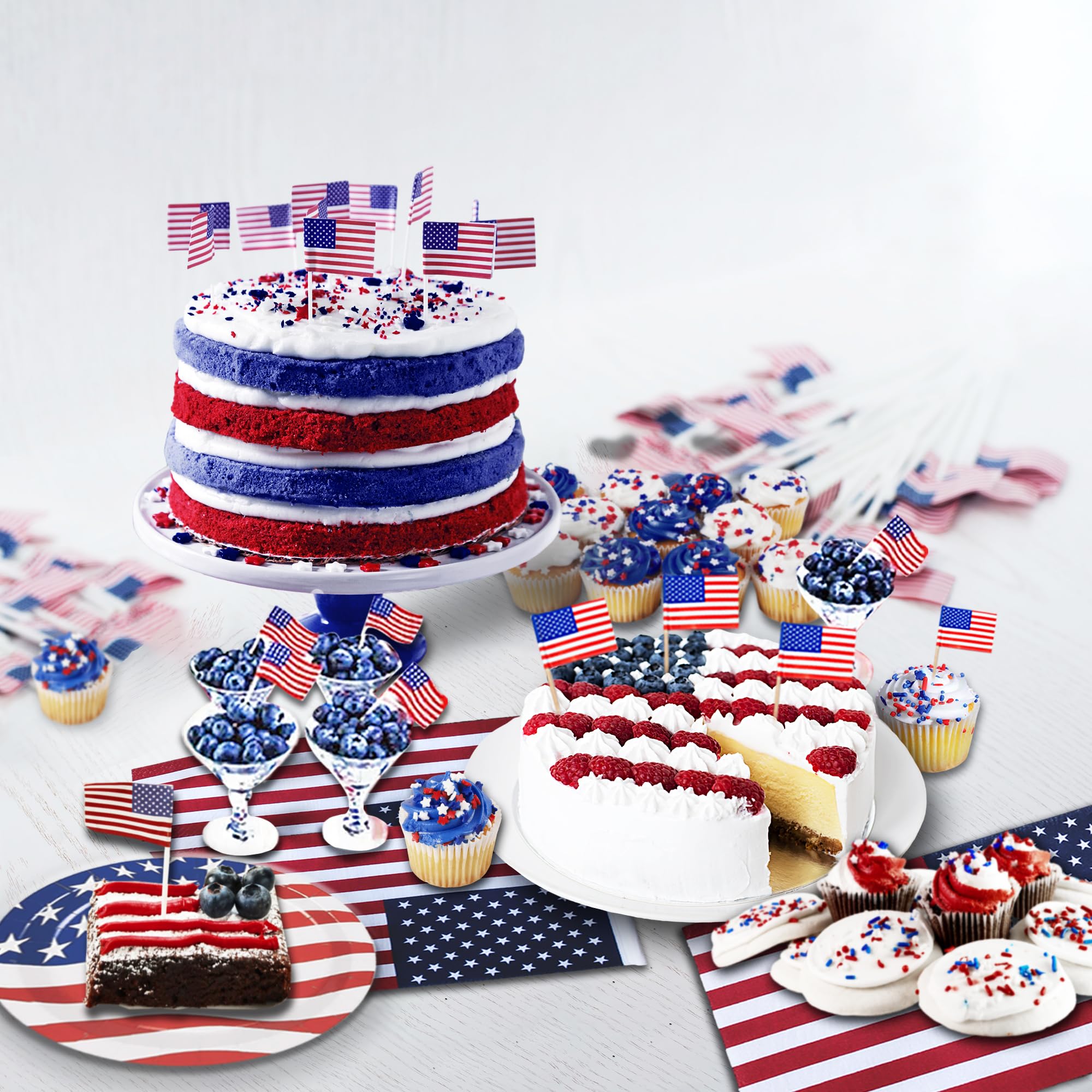 Party Spot! 315 pcs Labor Day Decorations, 4th of July Party decorations, Tableware for 25 Guests, Patriotic Party Decorations, Independence Day Decoration Supplies, “USA” Balloons, Tablecloth, Flag