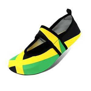 water shoes for women quick dry swim beach shoes footwear for sport travel dance outdoor surfing yoga exercise jamaica flag caribbean reggae rasta(ja01-m)