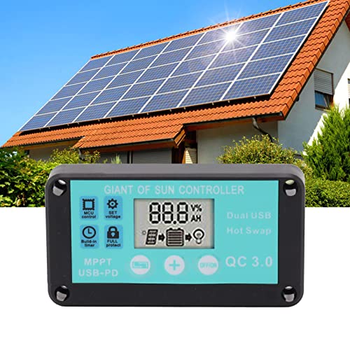 MPPT Regulator, Accurate Solar Charge Controller No Power Start Easy To Install Short Circuit Protection for Household (10A)