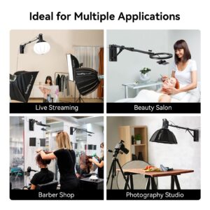 SmallRig 148CM Wall Mount Light Stand Boom Arm with Triangle Base, 180° Adjustable Ring Light Wall Mount for Photography Studio, COB Light, Softbox, RA-W150-4172