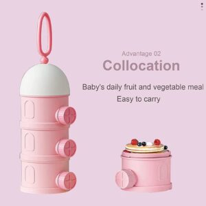 2 PCS 4 Layers Baby Milk Powder Dispenser, Milk Powder Pots,Candy Storage Tank, Portable Milk Powder Formula Dispenser Container Pot Box Milk Cans Snack Storage Box for Travel (Pink + Green)