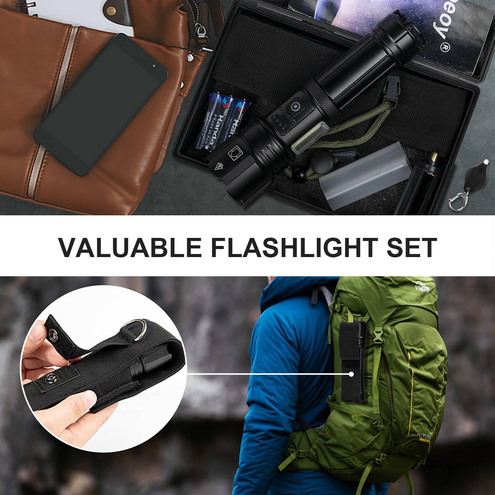 Sigoobal Flashlights High Lumens Rechargeable, 990000 Lumens Bright Flashlight, High Powered Handheld LED Flash Lights, 15h Runtime, IPX7 Waterproof with Flashlight Sleeve for Home, Camping, 7 Modes