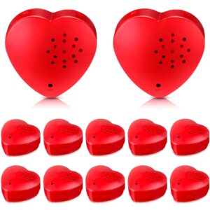 fabbay 12 pack voice recorder for stuffed animal push button sound recorder heart shaped recordable button voice recording button box device for plush toy bear module record messages, red (30 seconds)