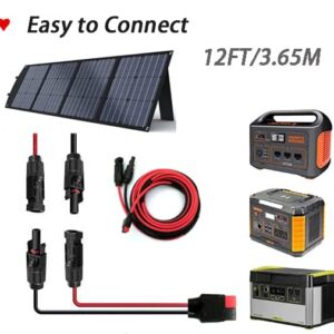 Magiktech Solar Panel Kits Charge Cable Compatible with Anderson Adapter and Solar Connectors for Portable Power Stations Solar Generators (10AWG 12FT Horizontal)