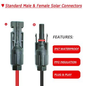 Magiktech Solar Panel Kits Charge Cable Compatible with Anderson Adapter and Solar Connectors for Portable Power Stations Solar Generators (10AWG 12FT Horizontal)