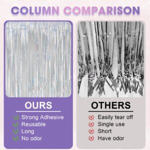 Voircoloria 3 Pack 3.3x8.2 Feet Laser Silver Foil Fringe Backdrop Curtains, Tinsel Streamers Birthday Party Decorations, Fringe Backdrop for Graduation, Baby Shower, Gender Reveal, Disco Party