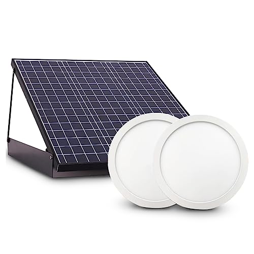 Solar Flush Mount Ceiling Lights - Remote Controlled Skylights Hybrid (2 Sets)