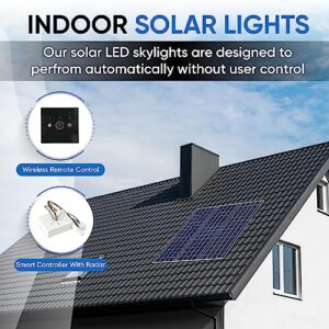 Solar Flush Mount Ceiling Lights - Remote Controlled Skylights Hybrid (2 Sets)