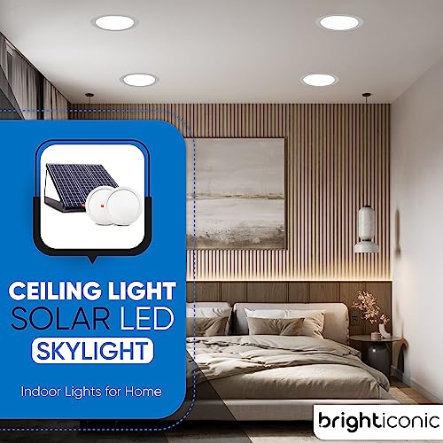 Solar Flush Mount Ceiling Lights - Remote Controlled Skylights Hybrid (2 Sets)