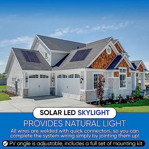 Solar Flush Mount Ceiling Lights - Remote Controlled Skylights Hybrid (2 Sets)