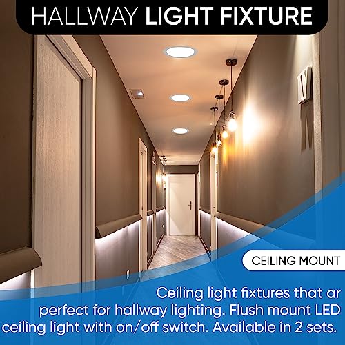 Solar Flush Mount Ceiling Lights - Remote Controlled Skylights Hybrid (2 Sets)