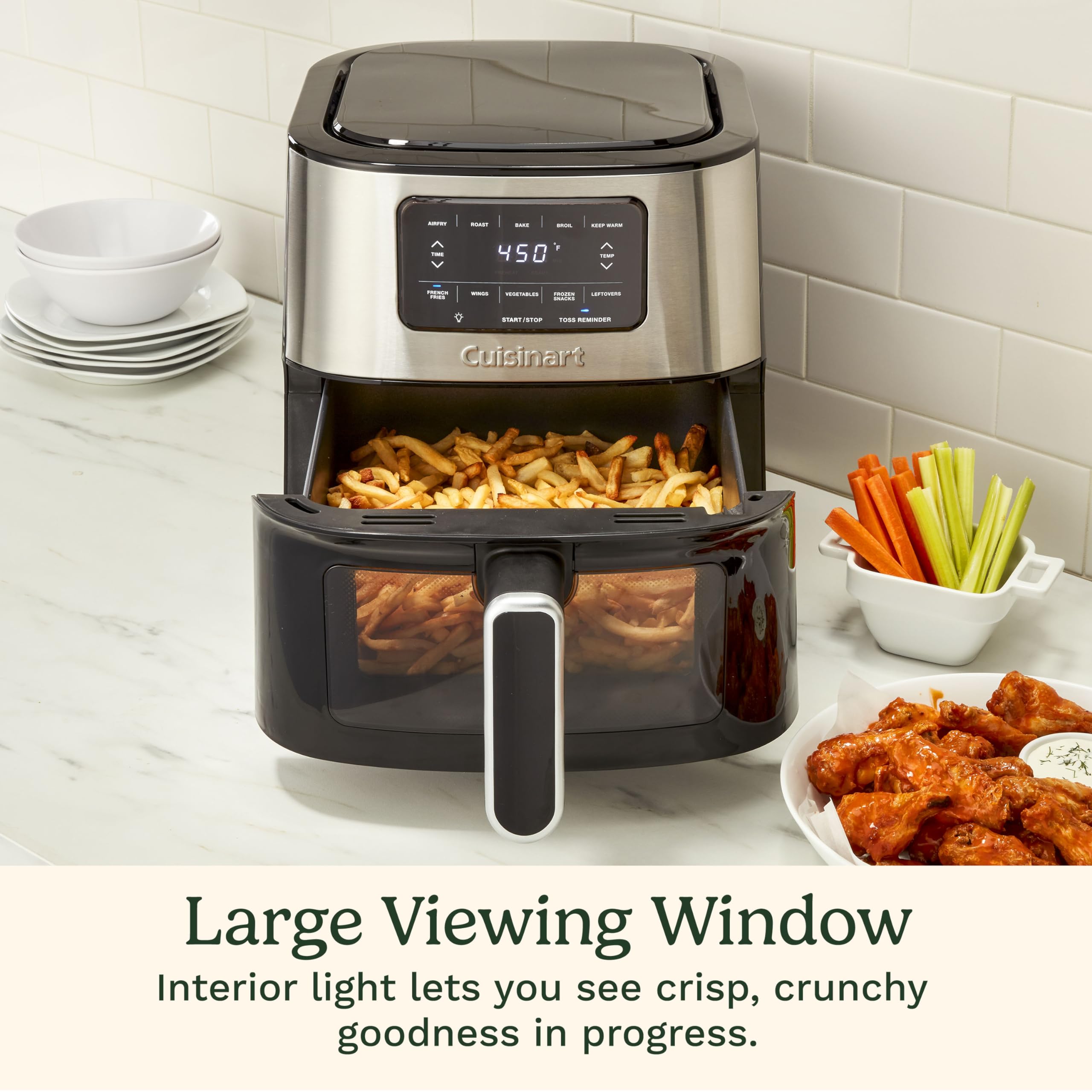 Cuisinart Air Fryer Oven – 6-Qt Basket Stainless Steel Air Fryer – Dishwasher-Safe Air Fryer Toaster Oven Combo with 5 Presets – Roast, Bake, Broil and Air Fry Quick & Easy Meals