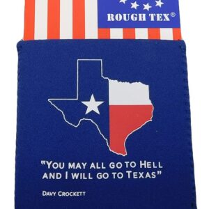 Texas Map "You May All Go To Hell And I Will Go To Texas" Blue Printed Collapsible Insulated Can Jacket Holder