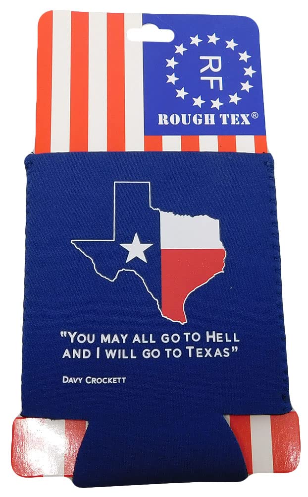 Texas Map "You May All Go To Hell And I Will Go To Texas" Blue Printed Collapsible Insulated Can Jacket Holder