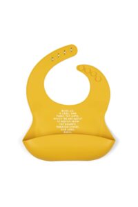 be a heart silicone bibs for babies & toddlers, meal blessing prayer bib, baby baptism gift (mustard)
