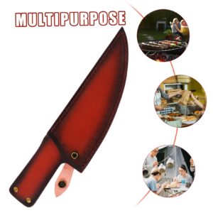 Luxshiny Camping Knives Chef Knife Set Cover Guard Protector Protector for Kitchen Brown Blade Regenerated Leather Round Buckle Shun Knife