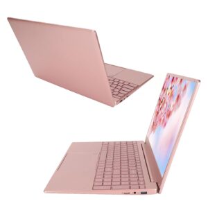 VINGVO Pink Laptop, 2K IPS Office Laptop Front Camera Quad Core CPU 15.6 Inch 6000mAh for Gaming (16+512G US Plug)