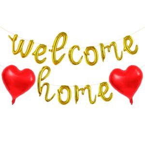 stcomart welcome home balloon banner for homecoming party decorations, gold