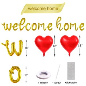 Stcomart Welcome Home Balloon Banner for Homecoming Party Decorations, Gold