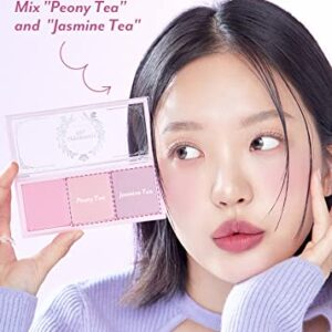 I'm Meme Palette - Afternoon Tea Blusher | Blossom Tea Blended, Cool Tone Blush for Cheek, Soft Pink, Peach, Lavender, 3 Shades Palette, Matte Powder Blush for Face & Cheeks, For All Skin Tones, 0.4oz