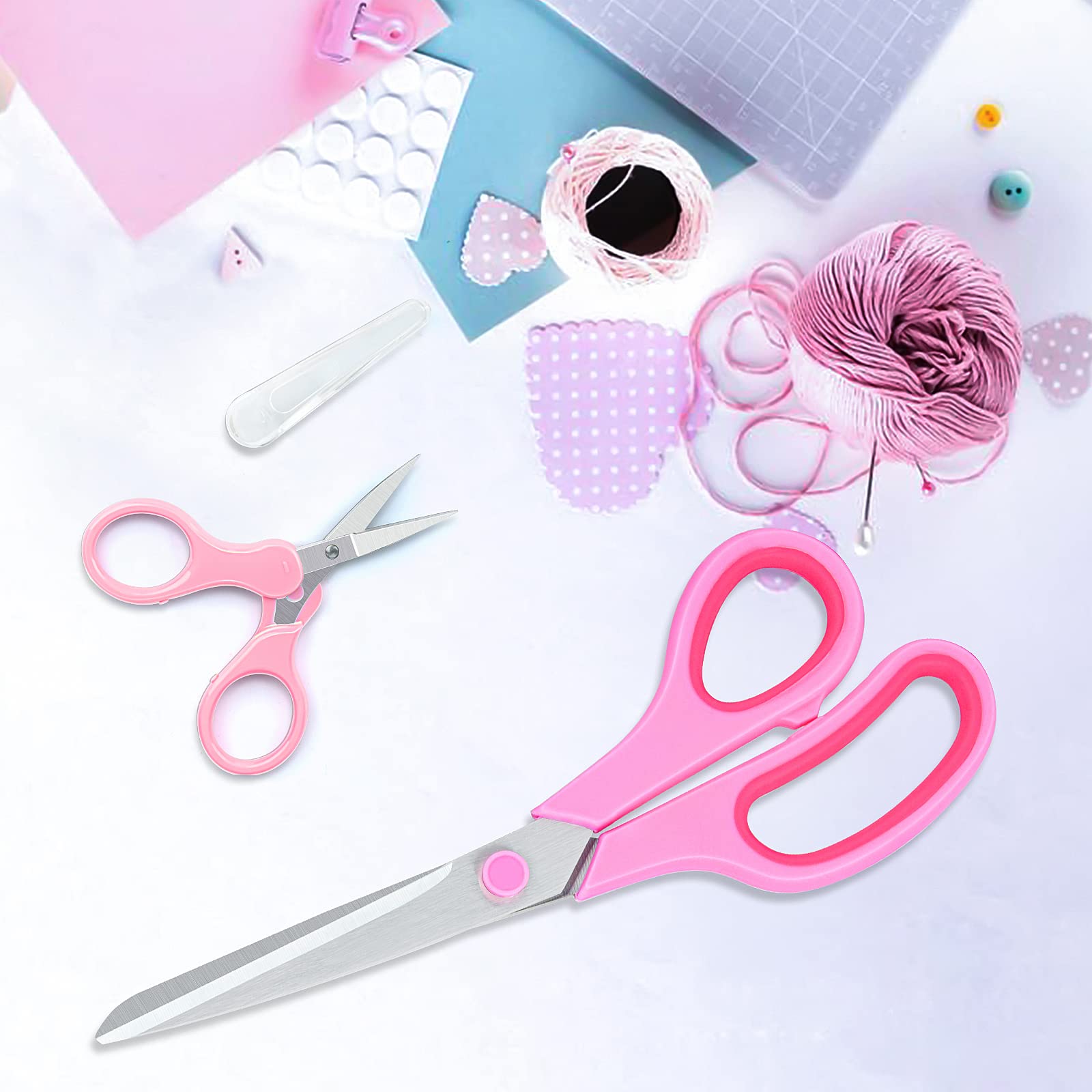 Pink Scissors for Office Home School Craft Sewing Fabric Supplies, 8 Inch/3.5 Inch