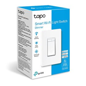 tp-link tapo smart dimmer switch, single pole, neutral wire required, 2.4ghz wi-fi light switch compatible with alexa and google home, ul certified, no hub required, white (tapo s500d)