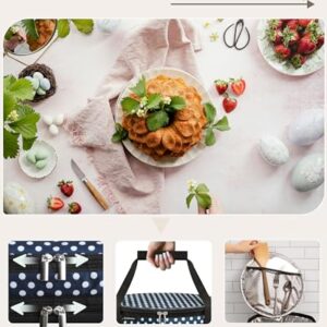 Premium Insulated Round Casserole Carrier & Insulated Pie Carrier (12.5" x 6") – Stylish Pie Carrier with Lid and Handle – Collapsible Cake Carrier, Cheesecake Carrier for transport [Navy Polka Dot]