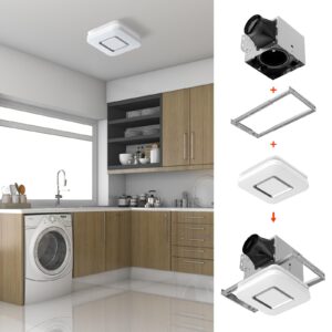 OREiN Bathroom Exhaust Fan with Light, 110 CFM 2.0 Sones, 27W Bathroom Fan with Light for Home, 1500lm LED Light 3000K/4000K/5000K Selectable & Nightlight, FCC/ETL Listed, Bathroom Fan Light Combo