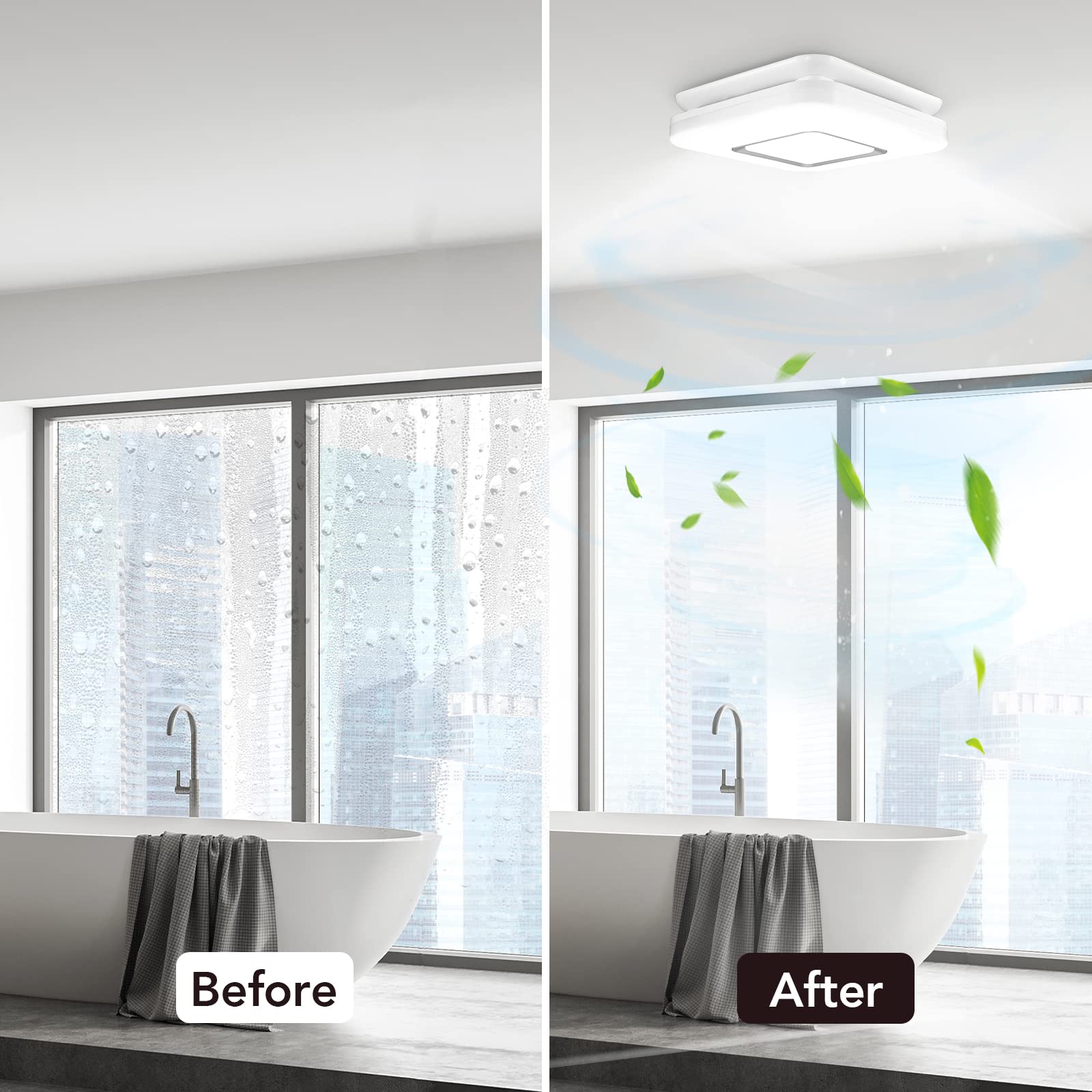 OREiN Bathroom Exhaust Fan with Light, 110 CFM 2.0 Sones, 27W Bathroom Fan with Light for Home, 1500lm LED Light 3000K/4000K/5000K Selectable & Nightlight, FCC/ETL Listed, Bathroom Fan Light Combo