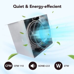 OREiN Bathroom Exhaust Fan with Light, 110 CFM 2.0 Sones, 27W Bathroom Fan with Light for Home, 1500lm LED Light 3000K/4000K/5000K Selectable & Nightlight, FCC/ETL Listed, Bathroom Fan Light Combo