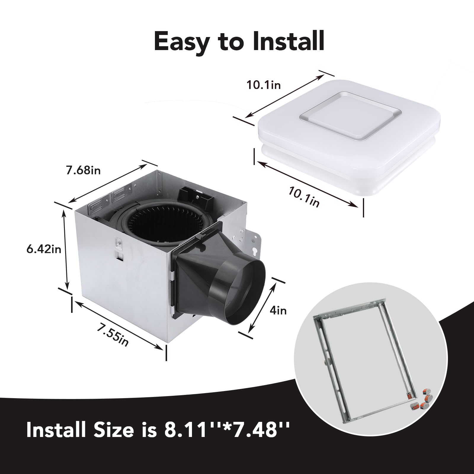 OREiN Bathroom Exhaust Fan with Light, 110 CFM 2.0 Sones, 27W Bathroom Fan with Light for Home, 1500lm LED Light 3000K/4000K/5000K Selectable & Nightlight, FCC/ETL Listed, Bathroom Fan Light Combo