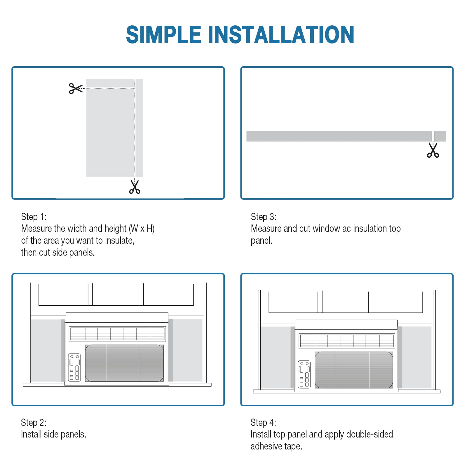 HOXHA AC Side Panels Kits, Air Conditioner Foam Insulation Window Kit 2 Pack, Air Conditioner Accessories Seal, 17 inch×9 inch ×7/8 inch,White