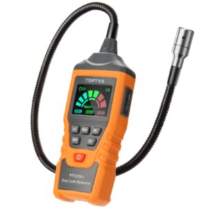 toptes pt520a+ rechargeable gas leak detector, natural gas detector with 17-inch probe, checking combustible gas leaks like natural gas, propane, methane, butane for home, hvac and rv - orange