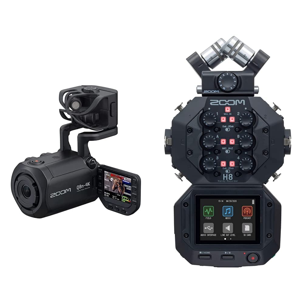 Zoom Q8n-4k Handy Video Recorder, 4k UHD Video, Stereo Microphones Plus Two XLR Inputs & H8 12-Track Portable Recorder, Stereo Microphones, 6 Inputs, Touchscreen Interface, USB Audio Interface