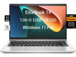 hp elitebook 640 g9 14" fhd business laptop (intel 10-core i5-1235u, 32gb ram, 1tb pcie ssd) ips anti-glare, ist sd card, backlit kb, fingerprint, thunderbolt 4, webcam, wi-fi 6e, win 11 pro - 2024