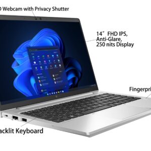 HP EliteBook 640 G9 14" FHD Business Laptop (Intel 10-Core i5-1235U, 32GB RAM, 1TB PCIe SSD) IPS Anti-Glare, IST SD Card, Backlit KB, Fingerprint, Thunderbolt 4, Webcam, Wi-Fi 6E, Win 11 Pro - 2024