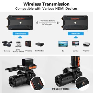 Weeryyi Wireless HDMI Transmitter and Reciever Support 5.8GHz 1080P @60Hz Full HD Wireless Audio Video 820FT Long Distance Stable Dlivery with HDMI Loop-Out and Support IR for TVS,DSLR, projectors etc