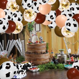 95 Pcs Cow Balloons, 12”Brown Blush Neutral Cow Print Balloon Confetti Helium Latex Balloons for Birthday, Baby Shower, Cow Print Party, Cowboy CowGirl Rodeo Party, Farm Party Decorations Supplies