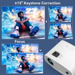 Projector with WiFi and Bluetooth, 5G WiFi Mini Projector, Native1080P Portable Outdoor Projector with Remote Control, 9000Lux Movie Projector Compatible with Smartphone/TV Stick/PS4/Laptop/Switch